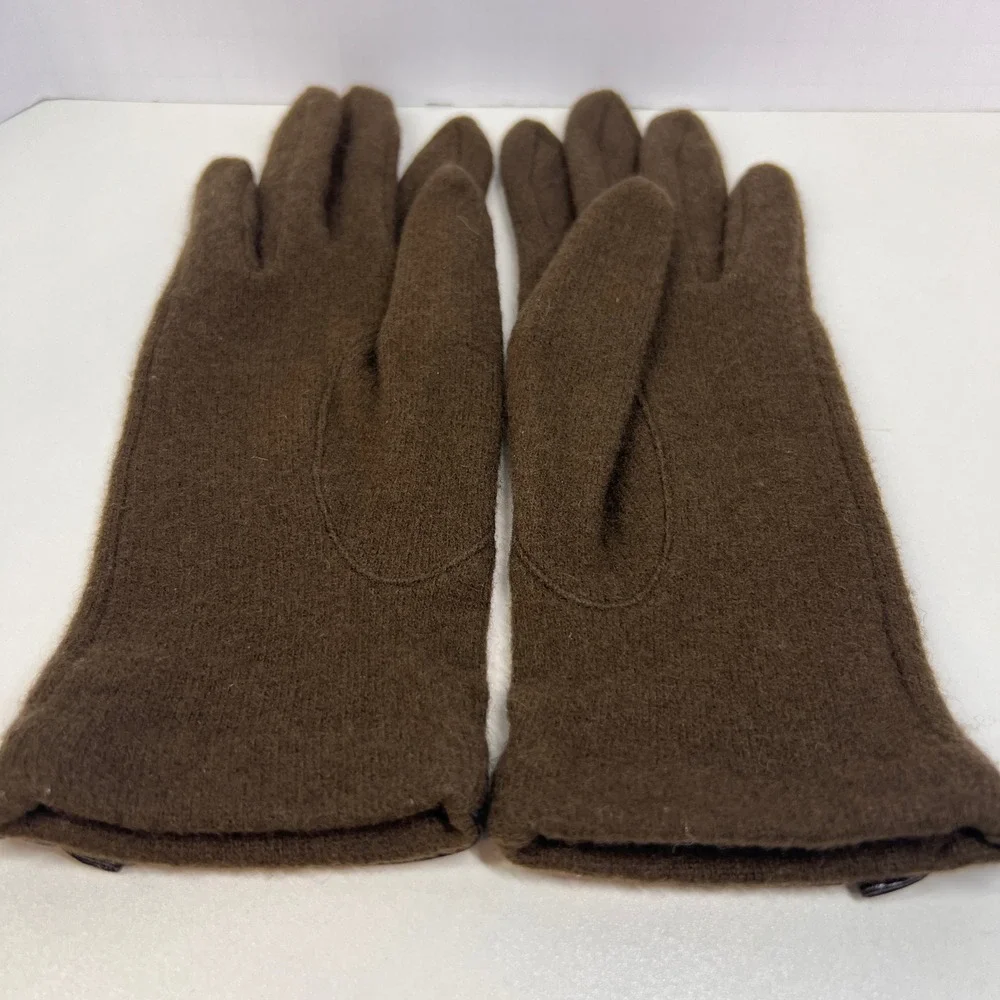 Vintage Brown Lambswool Gloves Womens Bow Accent Cottagecore Winter Retro